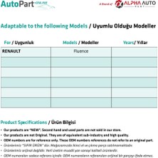 Alpha Auto Part Renault Fluence Cam Düğme Kapağı Sağ & Sol ()