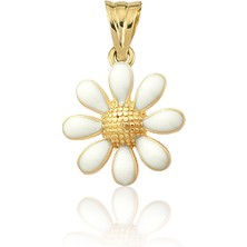 Lilarote Mineli Oval Papatya Altın Kolye Ucu