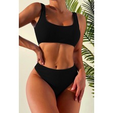 Angelsin Özel Fitilli Kumaş Yüksek Bel Bikini Altı
