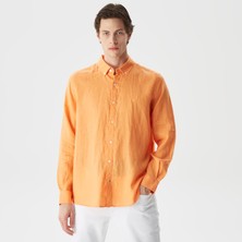 Nautica Erkek Turuncu Classic Fit Uzun Kollu Keten Gömlek W35101T.62L
