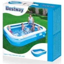 Bestway Pompa Hediyeli- Mega Boy Dikdörtgen Şişme Aile Havuzu (262X175X51CM)-54006
