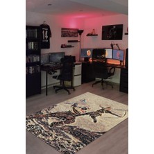 Homshtag Kratos ile Atreus Dokuma Tabanlı Yıkanabilir God Of War Gamer Halısı