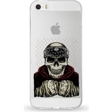 Printify Apple iPhone 5s Uyumlu Kapak Skeleton Fighter Tasarımlı Şeffaf Silikon Kılıf
