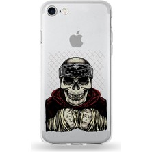 Printify Apple iPhone Se 2020 Uyumlu Kapak Skeleton Fighter Tasarımlı Şeffaf Silikon Kılıf