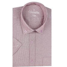 Varetta Erkek Pembe Keten Efektli Cepli Kısa Kollu Pamuklu Gömlek