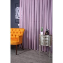 Evdepo Home Taç Pembe Düz Renk, 1/2,5 Normal Pile Tül Perde Tek Kanat - 100 x 240 cm