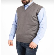 YHE Store Rkek V Yaka Ince Yün Triko Örgü Tüylenmez Baba Süveter