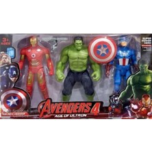 Avengers Demir Adam, Hulk, Kaptan Amerika 17 cm 3'lü Işıklı Figür