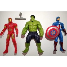 Avengers Demir Adam, Hulk, Kaptan Amerika 17 cm 3'lü Işıklı Figür