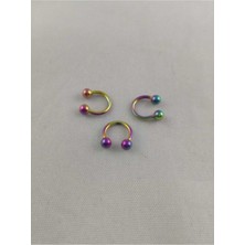 Takıparkxs 316L Cerrahi Çelik Rainbow Üçlü Set 6mm Top Uçlu Septum Piercing