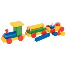 Üçer Ahşap Çocuk Ahşap Eğitici Oyuncak Geometrik Tren Bultak Puzzle Vagonlu Tren