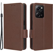 Lr Joyful Xiaomi Redmi Note 12 Pro 5g Litchi Doku Pu Deri Deri Deri Flip Telefon Kılıfı Stand Manyetik Kapatma Şok Geçirmez Cüzdan Kapağı Kayışlı (Yurt Dışından)