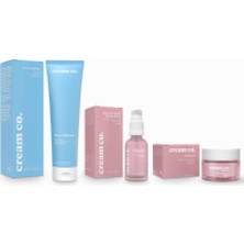 Cream Co. Temizleyici Canlandırıcı Aydınlatıcı Nemlendirici Işıltı Bakım Seti (Hyaluronic Acid + Peptide + Niacinamide + Caffeine)