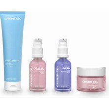 Cream Co. Temizleyici Nemlendirici Pürüzsüzleştirici Aydınlatıcı Gündüz Gece Bakım Seti (AHA + BHA + Hyaluronic Acid + Peptide + Niacinamide +Caffeine)