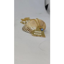 Giftoloji Kişiye Özel Isim Yazılabilir Nazar Boncuk Detaylı Gold Renkli Kalp Kolye - Anneler Günü Özel