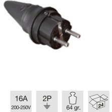 Tem Kauçuk Monofaze Düz Fiş 1X16AMPER Tse Li