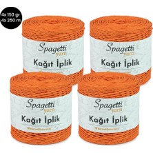 Kağıt Ip 4'lü Turuncu El Örgü Ipliği