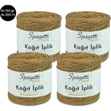Spagetti Yarn Kağıt Ip 4'lü Karamel El Örgü Ipliği