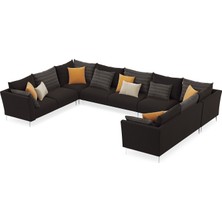 Enza Home Mayfair Köşe Koltuk Kombinasyon 8 - Kahve Antrasit