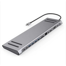 Daytona Type-C™ to (Audio Port 3xUSB 3.0 Gigabit Ethernet MicroSD+ SD DP 4K Ultra HD HDMI VGA TYPE-C) 14IN1 Macbook Uyumlu Adaptör