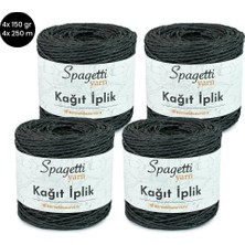 Spagetti Yarn Kağıt Ip 4'lü Siyah El Örgü Ipliği
