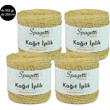 Spagetti Yarn Kağıt Ip 4'lü Natürel El Örgü Ipliği