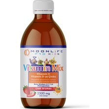 Moonlife Kids Vitamin C Viatamin D ve Çinko Çilek Aromalı Şurup 150 ml