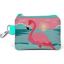 Coral High Su Yeşili Mercan Flamingo Desenli  Bozuk Para Çantası 21777