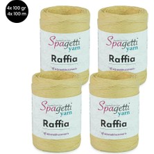 Spagetti Yarn Raffia 4'lü Natürel El Örgü Ipliği