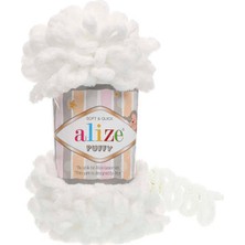 Alize Puffy 100 gr Beyaz Renk Yumuşak İplik %100 Mikropolyester Battaniye ve Bere Yapımında Kullanılır