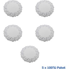 Sska Lidopack Dantel Kağıt Karton Çay Meşrubat Bardak Altlığı - Beyaz - 9 cm - 500 Adetlik 5 Paket