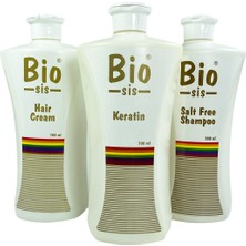 Bio Sis Saç Düzleştirici Keratin Bakımı Brezilya Fönü & Parabensiz & Vegan Tuzsuz Şampuan+Keratin+Saç Kremi 700 ml Seti