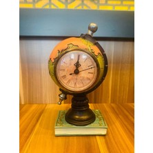 MYK Hediye ve Sanat Atölyesi Dekoratif Antik Dünya Küre Masa Saati Nostalji Masaüstü