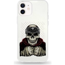 Printify Apple iPhone 12 Uyumlu Kapak Skeleton Fighter Tasarımlı Şeffaf Silikon Kılıf