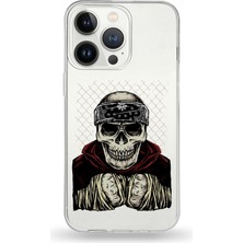 Printify Apple iPhone 13 Pro Uyumlu Kapak Skeleton Fighter Tasarımlı Şeffaf Silikon Kılıf