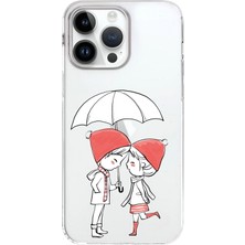 Printify Apple iPhone 14 Pro Uyumlu Kapak Aşk Tasarımlı Şeffaf Silikon Kılıf