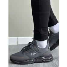 Erkek Spor, Jel Taban, Nefes Alabilen Anorak Gövde, Koyu Gri Sneaker, Spor Ayakkabı