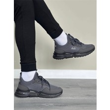 Erkek Spor, Jel Taban, Nefes Alabilen Anorak Gövde, Koyu Gri Sneaker, Spor Ayakkabı