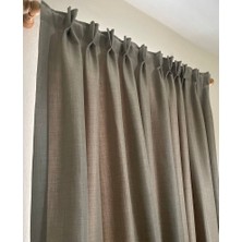 Mebelport Curtain %100 Karartma Keten Görünümlü Fonluk Perde Amerikan Pileli 1x2,5 Sıklık