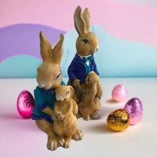 Sister Home Design Tavşan Ailesi Saksı, Mumluk, Dekoratif Obje Mavi