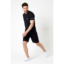 Run Nefes Alan Spor Kısa Kollu Reflektör Baskılı T-Shirt Siyah Erkek