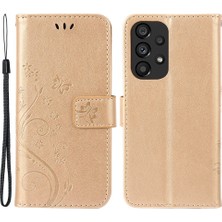 Cool-M Samsung Galaxy A73 Için 5g Kelebek Çiçeği Baskılı Cüzdan Telefon Kılıfı Pu Deri Folio Flip Kapak Stand/kayış (Yurt Dışından)