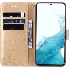 Cool-M Samsung Galaxy A73 Için 5g Kelebek Çiçeği Baskılı Cüzdan Telefon Kılıfı Pu Deri Folio Flip Kapak Stand/kayış (Yurt Dışından)