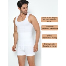 Secret Moda Erkek Göbek Toparlayıcı Karın Bel Göbek Bel Inceltici Erkek Atlet Göbek Korse Beyaz