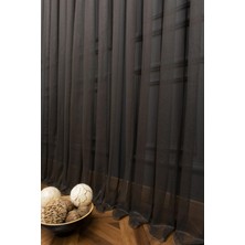 Evdepo Home Taç Kahverengi Düz Renk, Ekstraforlu Pilesiz Tül Perde Tek Kanat - 100 x 260 cm