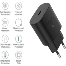 Emporıumood Samsung Galaxy S20 Uyumlu Android Type-C Ultra Hızlı Şarj Cihazı / Şarj Aleti 22.5W 3.0 Amper (Şarj Başlığı Adaptör)