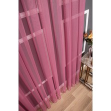 Evdepo Home Taç Fuşya Düz Renk, 1/2,5 Normal Pile Tül Perde Tek Kanat - 100 x 270 cm