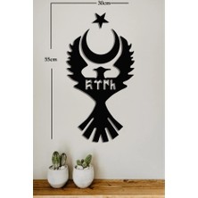 Ensa Design Çift Başlı Kartal Ayyıldız Dekoru-Ahşap Duvar Dekoru-Ahşap TABLO-55X30CM