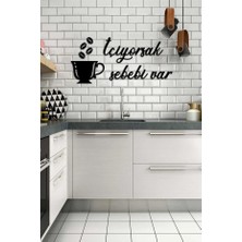 Ensa Design Içiyorsak Sebebi Var Ahşap Duvar Yazısı-Ahşap Duvar Dekoru-Ahşap TABLO-70X30CM