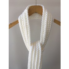 Mora Knit El Örgüsü Yumuşak Süper Chunky Beyaz Atkı